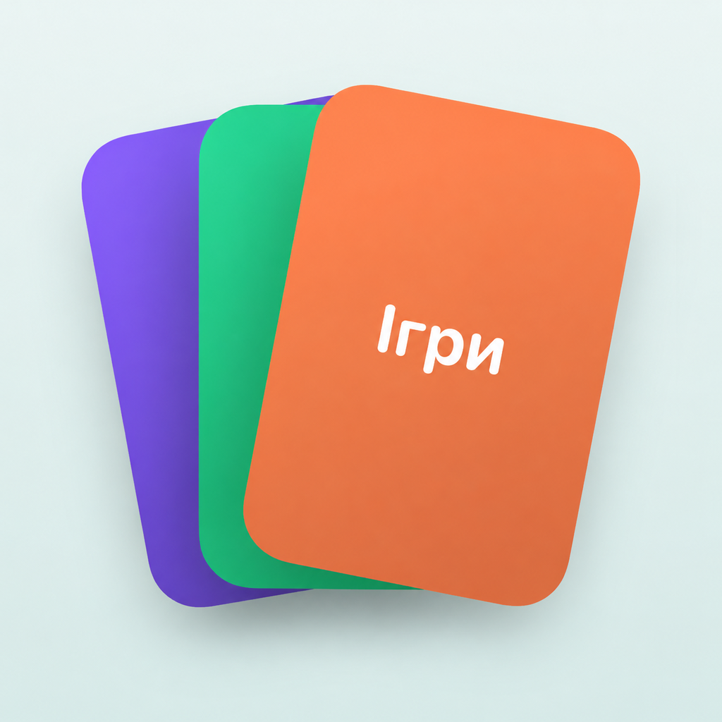 ProSlova — три кольорові картки зі словом «Ігри»